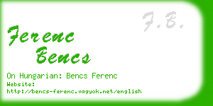 ferenc bencs business card